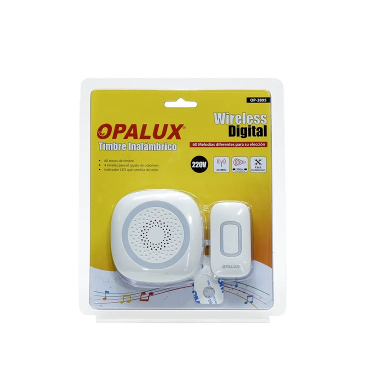 Timbre Inalámbrico de 60 melodías Opalux OP-3895 Timbre WiFi con 60 Tonos a 300MT - Opalux OP-3895