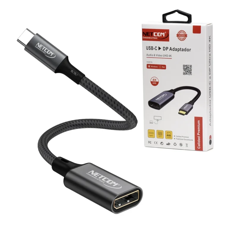 Adaptador USB C a DisplayPort NETCOM PE-AP0046: Conecta tu laptop a un monitor con facilidad