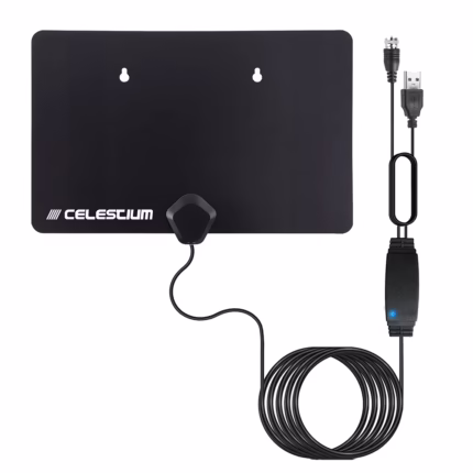 Antena HD Amplificada para Televisor Celestium HDA-033H5USB Antena TDT HD Amplificada para Televisores con Frecuencia VHF y UHF para ISDB-T: Disfruta de una TV digital nítida y sin interrupciones