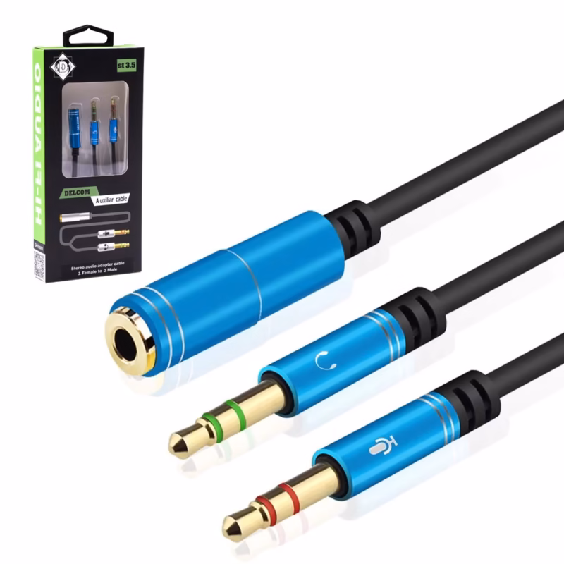 Cable Adaptador de Micrófono y Audífono a Miniplug Hembra Delcom DCAU