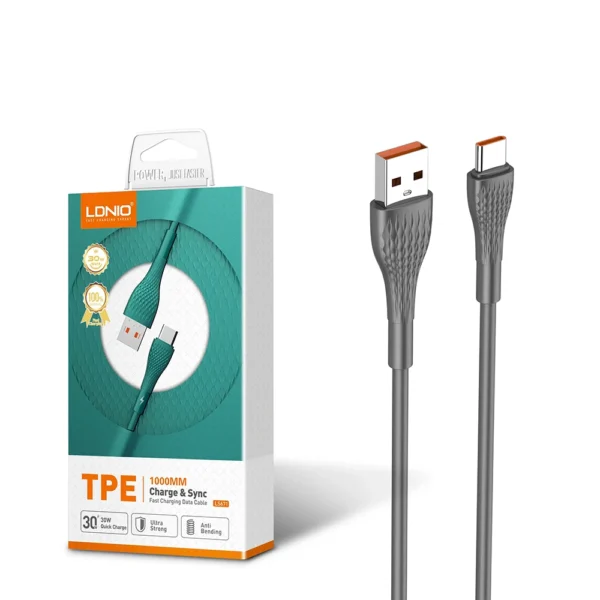 Cable USB Tipo C a USB de 30W LDNIO LS671 Cable USB de Carga Rápida hasta 30W de 1 Metro, USB C a USB marca LDNIO LS671 Cable USB de Carga Rápida LDNIO LS671: Carga veloz y segura para tus dispositivos