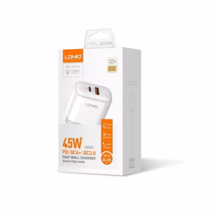 Cargador USB C de 45W LDNIO A2526C Cargador Rápido para Celular o Tableta con Puerto USB y USB tipo C de 45W con PD QC4+ y QC3.0 LDNIO A2526C Cargador Rápido LDNIO A2526C: Carga Tu Celular o Tableta a Toda Velocidad