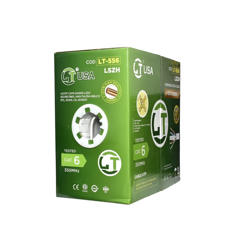 Rollo de Cable UTP Cat6 LT-556 LT USA Rollo de Cable de RED U/UTP Sólido Categoría 6 de 24AWG con Chaqueta LSZH