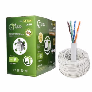 Rollo de Cable UTP Cat6 LT-556 LT USA Rollo de Cable de RED U/UTP Sólido Categoría 6 de 24AWG con Chaqueta LSZH