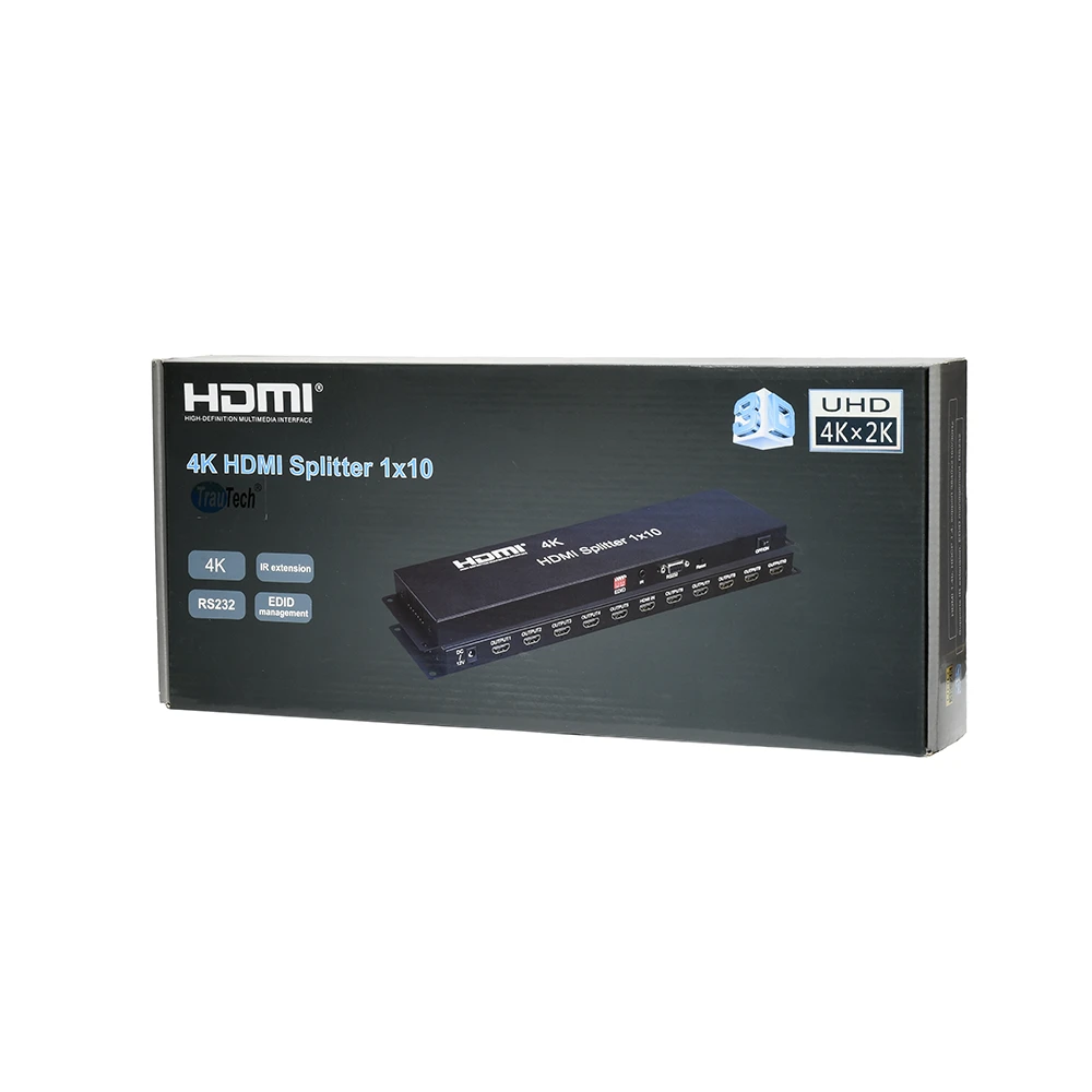 Splitter HDMI 1x10 4K Trautech PE-SP0076, Splitter HDMI de 1 Entrada con 10 Salidas 4K@30hz Compatible con Full HD 1080p Trautech PE-SP0076 Splitter HDMI Trautech PE-SP0076: Amplía tu experiencia visual a 10 pantallas