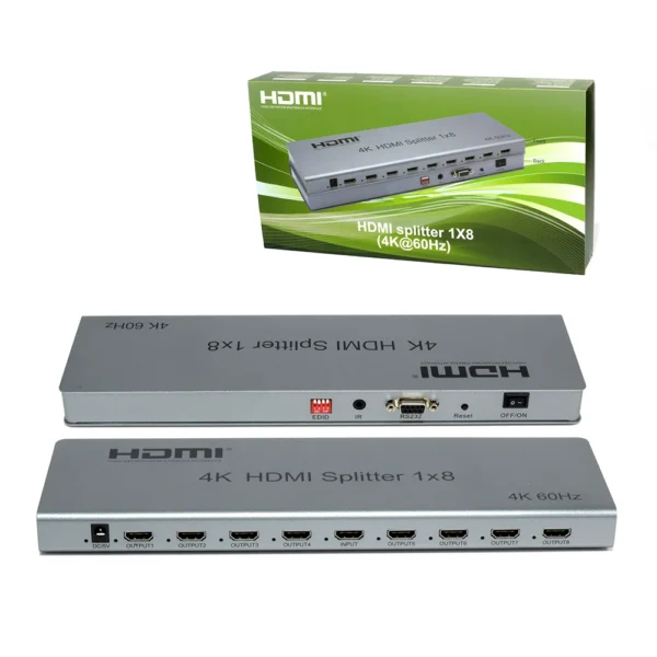 Splitter HDMI 1x8 vías 4K Delcom DSPL013, Splitter HDMI de 1 Entrada a 8 Salidas 4K@60hz Ultra HD Versión 2.0 Delcom DSPL013 Splitter HDMI Delcom 1x8: Multiplica tu señal a 8 pantallas 4K