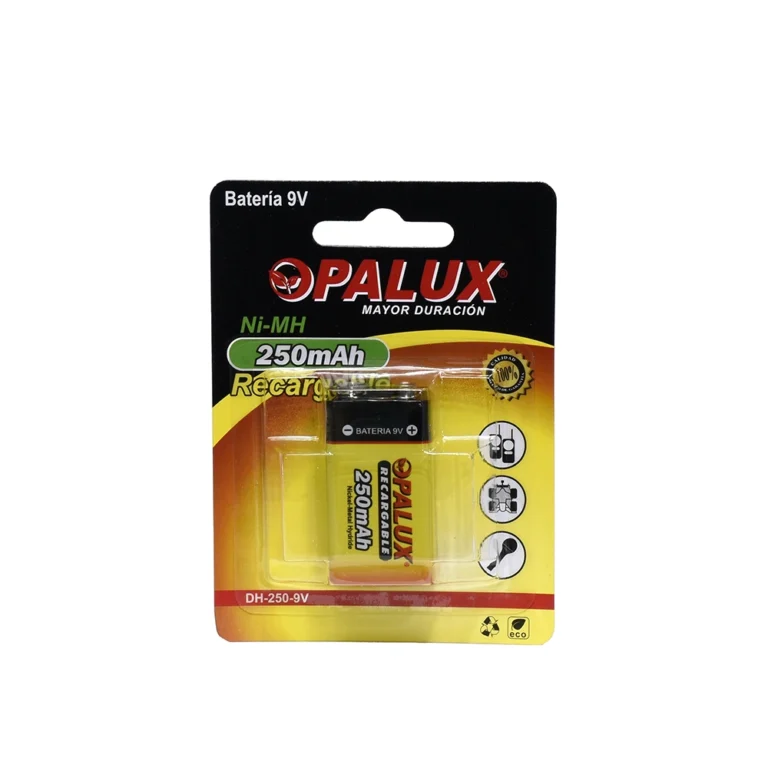 Batería de 9V Recargable Opalux DH-250-9V Batería Recargable de 9V Nickel Metal Hydride de 250mAh marca Opalux DH-250-9V: Tu Aliado Energético Duradero