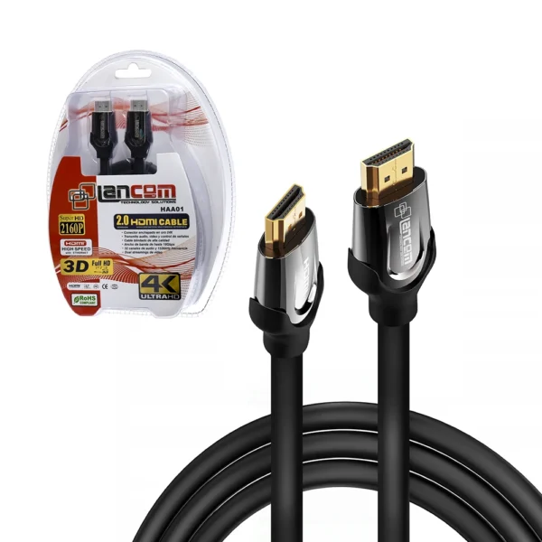 Cable HDMI Lancom de 120cm con Conector Dorado, Full Cobre, versión 2.0 Ultra HD 4K 2160p, Audio Retorno, High Speed, 18Gbps, Gold Plated, Modelo: HAA01-1.2M Cable HDMI Lancom 1.2M, Versión 2.0: Eleva tu experiencia visual a otro nivel