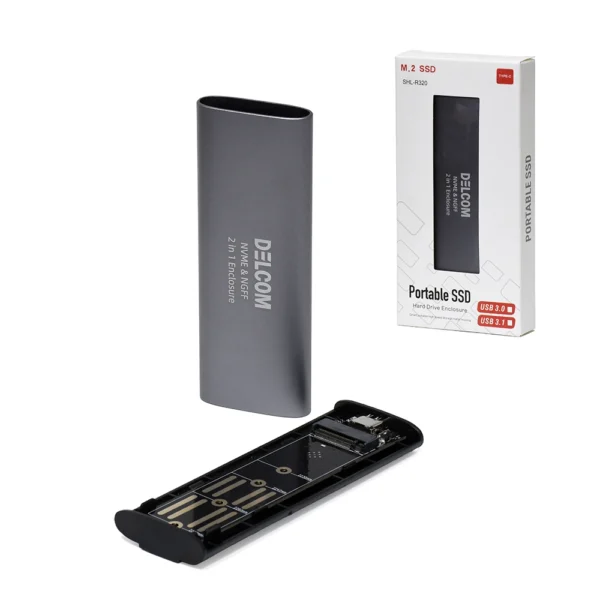 Case NvME y NGFF Delcom SHL-R320: Optimiza tu Almacenamiento Carcasa para Unidades de Memoria M.2 NGFF y NvME marca DELCOM Modelo: SHL-R320 con Cable USB Tipo C