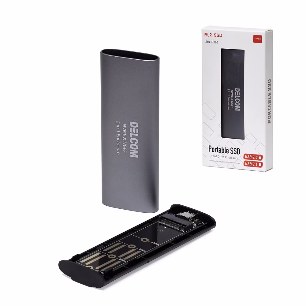 Case NvME y NGFF Delcom SHL R Optimiza tu Almacenamiento Carcasa para Unidades de Memoria M NGFF y NvME marca DELCOM Modelo SHL R con Cable USB Tipo C