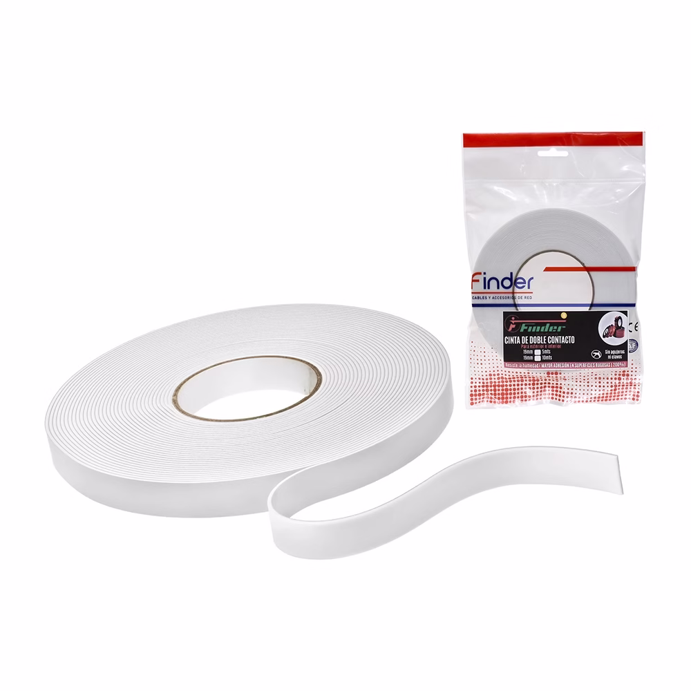 Cinta de Doble Contacto de mt mm Finder F ADT   Cinta Doble Contacto Blanco de  Metros mm de Grosor   Finder F ADT   Solución adhesiva versátil y resistente