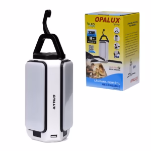 Lámpara Portátil Recargable Opalux OP LLA | Iluminación Potente y Versátil