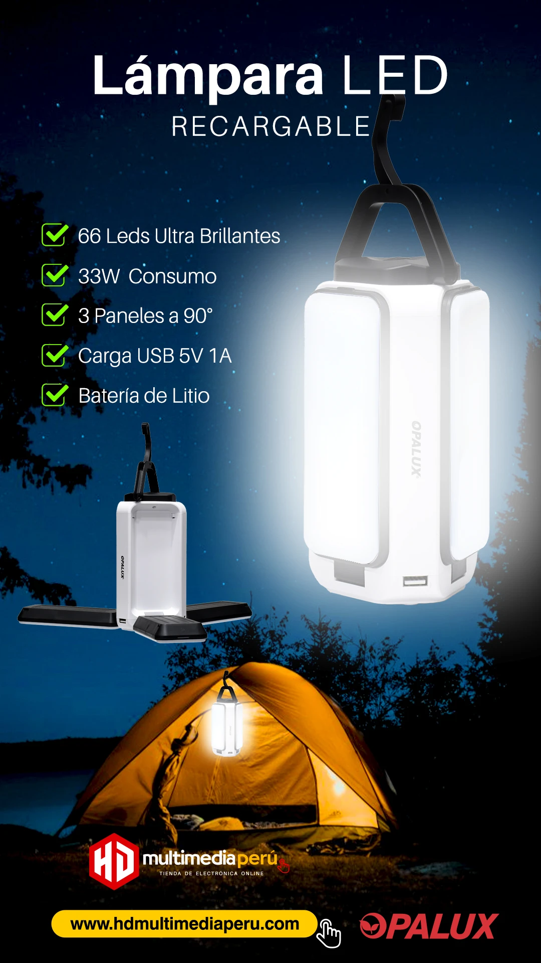 Lámpara Portátil Recargable Opalux OP-L9863LA Ilumina tu trabajo con la Lámpara LED Recargable OP-L9863LA de Opalux