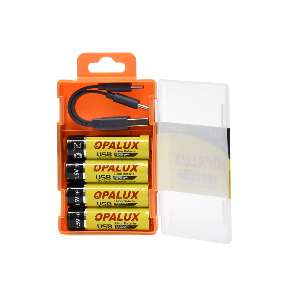 Pila AA Recargable Li-ion Opalux LI-AA2200R Pila AA Li-ion Recargable Pack de 4 unidades Opalux LI-AA2200R: Energía de Alto Rendimiento para tus Dispositivos
