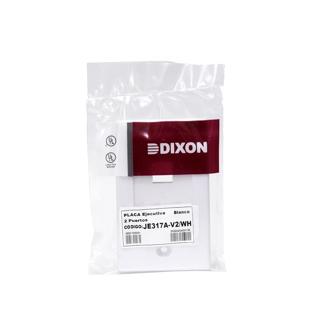 Placa de Pared Dixon JE317A-V2-WH: Elegancia y Solución Completa para tus Conexiones Placa de Pared de 2 Puertos Ejecutiva Dixon JE317A-V2-WH