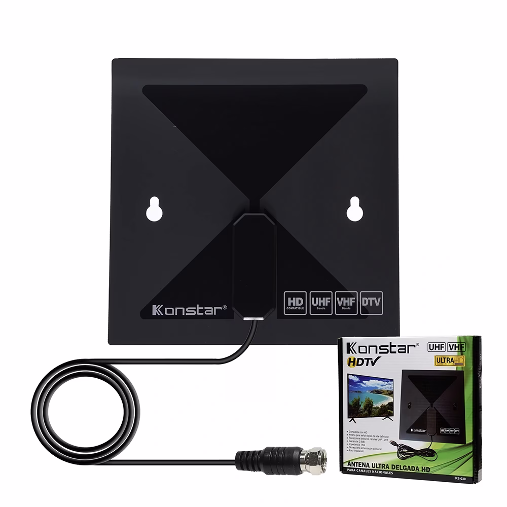 Antena Digital Ultra Delgada Konstar KS  Antena UHV VHF Ultra Delgada Recepción nítida de TDT e ISDB T en un diseño minimalista