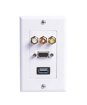 Categoría FacePlate, Placas de Pared, Wallplate con Conector HDMI, VGA, RCa, Jack 3.5mm, Plug, Canon XLR