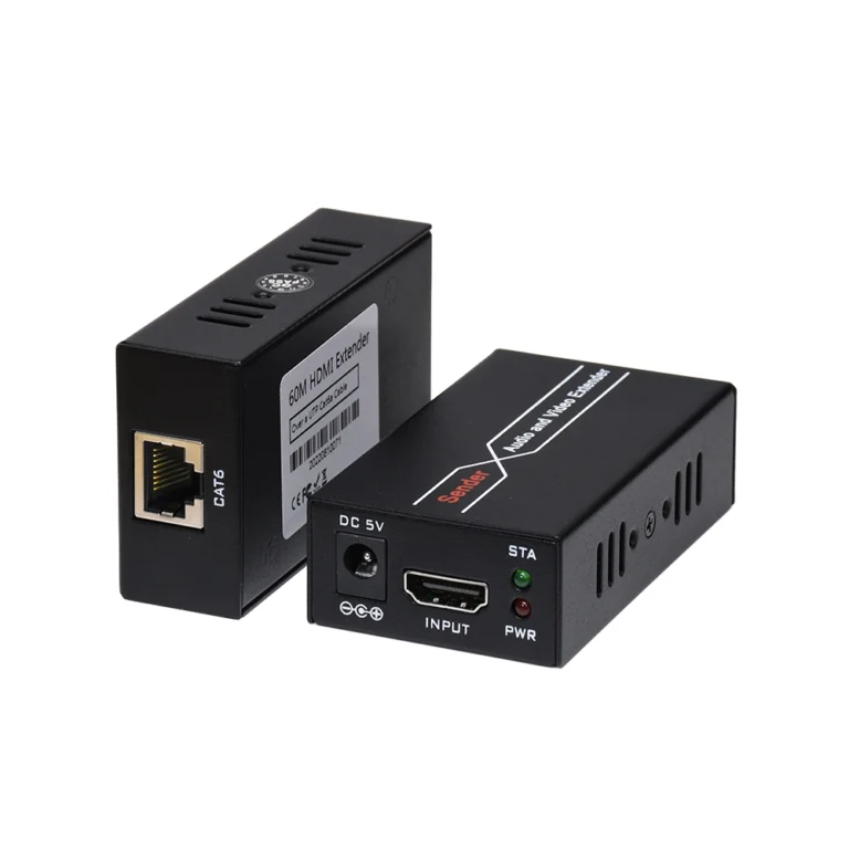 Extensor HDMI por UTP EX-HD60M: Extiende tu señal HDMI hasta 60 metros a través de un cable de Red Cat6, Extender HDMI de 60 metros