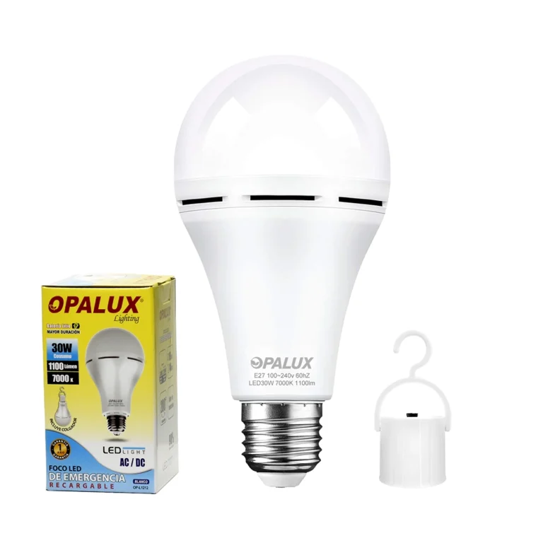 Foco LED Recargable Opalux OP-L1212: Ilumina tu entorno con luz potente y portátil Foco LED de Emergencia con Luz Blanca