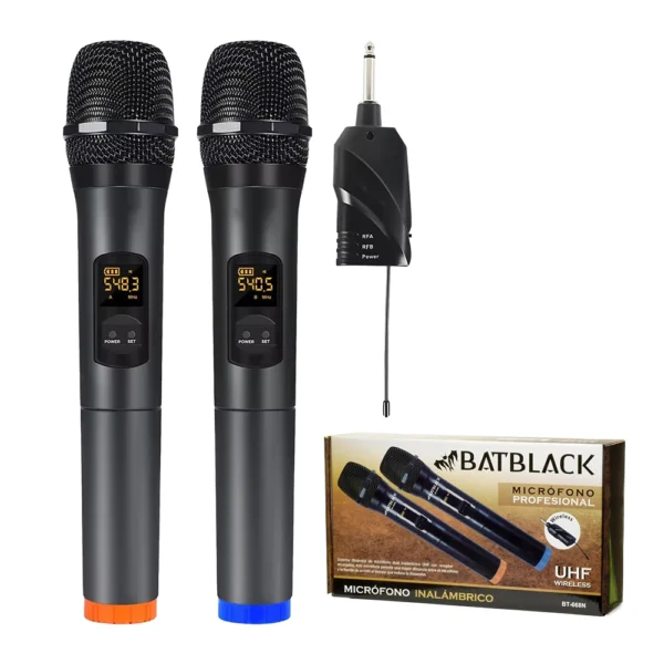 Micrófono Inalámbrico Doble UHF BATBLACK BT-668N: Libera tu voz con sonido profesional