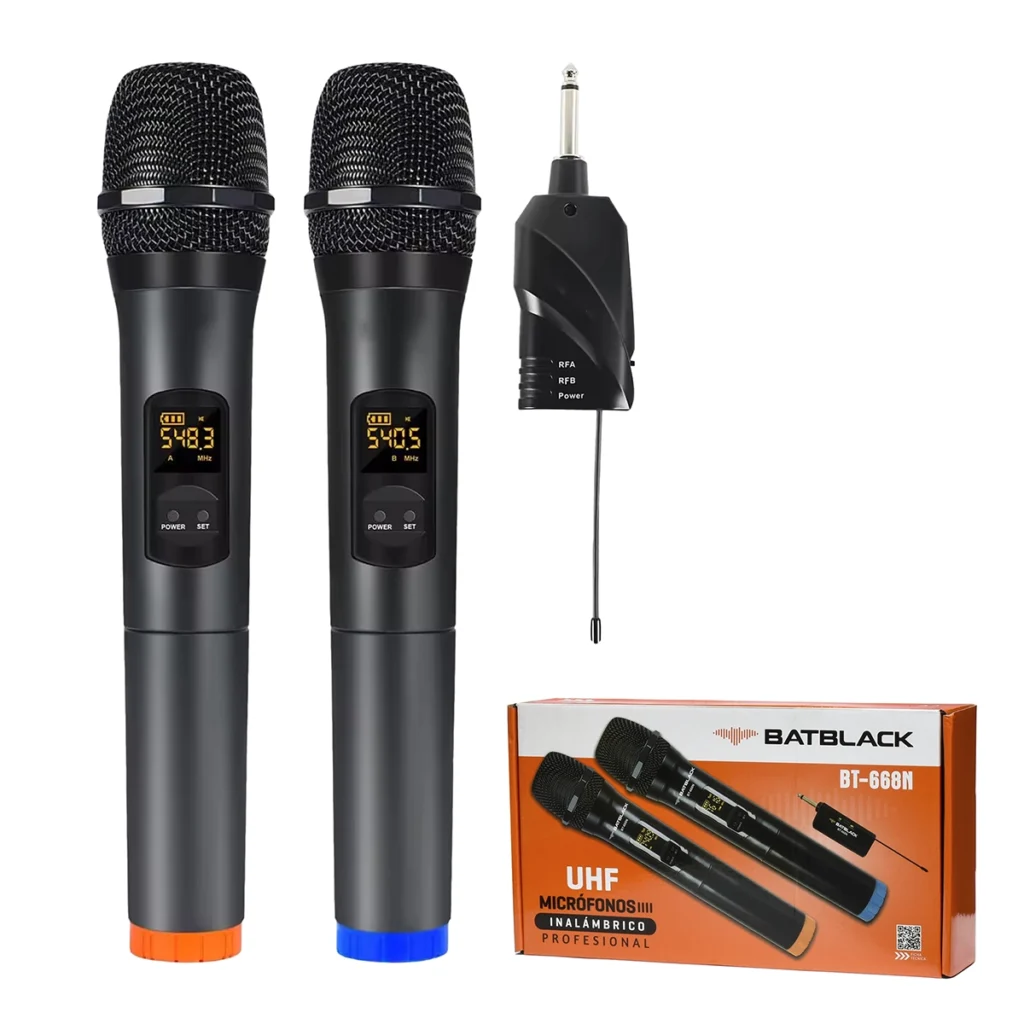Micrófono Inalámbrico Doble UHF BATBLACK BT-668N: Libera tu voz con sonido profesional
