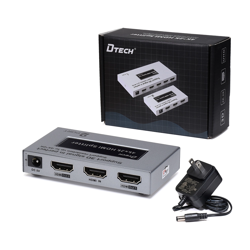 Splitter HDMI 1x2 4K Dtech DT-4142A: Duplica tu experiencia visual con calidad excepcional, GP-DT4142A
