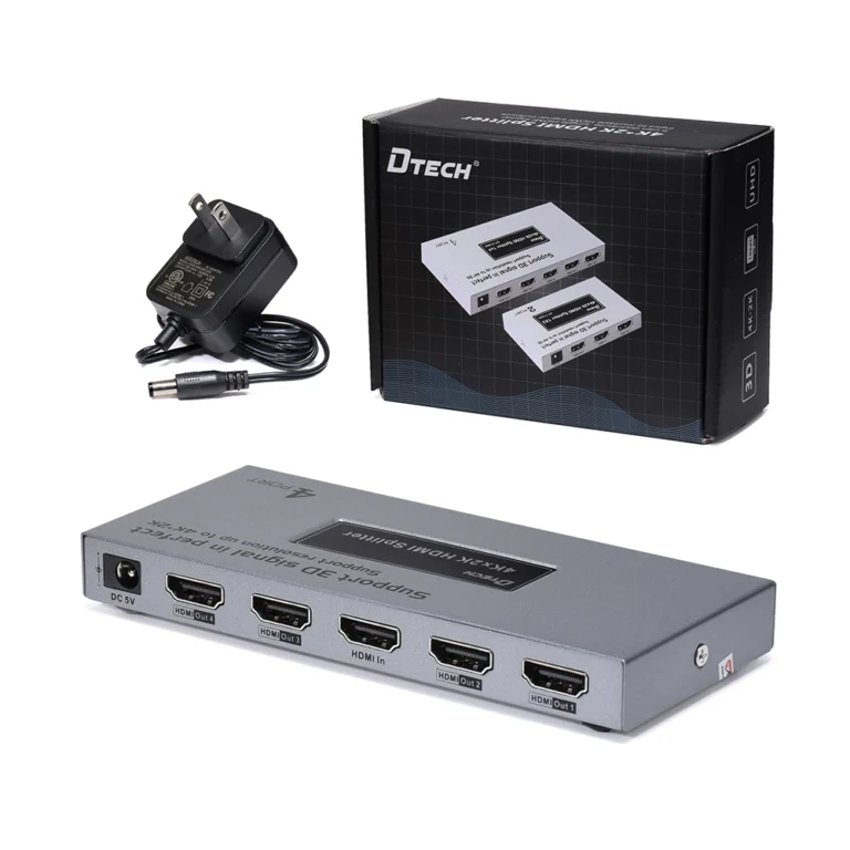 Splitter HDMI 1x4 4K Dtech DT-7144A: Multiplica tu contenido en 4 pantallas con calidad excepcional, GP-DT7144A