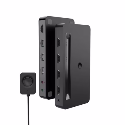 Switch KVM HDMI 4x1 con Audio LD-KVM4P Selector KVM HDMI 4K: Controla múltiples dispositivos con un solo teclado, mouse y monitor