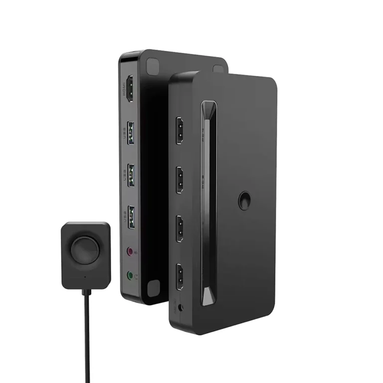 Switch KVM HDMI 4x1 con Audio LD-KVM4P Selector KVM HDMI 4K: Controla múltiples dispositivos con un solo teclado, mouse y monitor