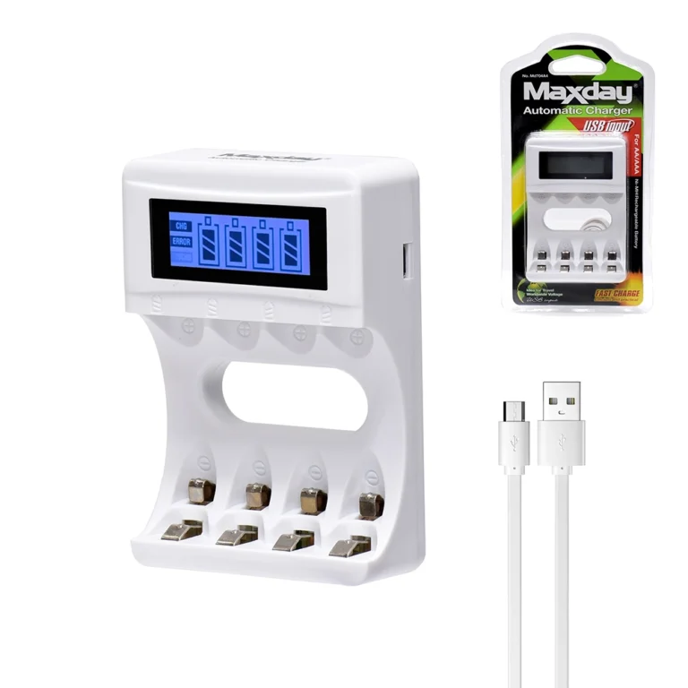 Cargador de Pilas AA/AAA Ni-MH/Ni-Cd Maxday ZZ-MD-704A4 | Carga Rápida por USB