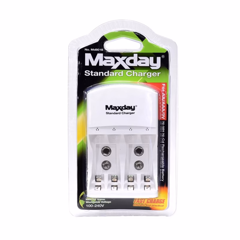 Cargador de Pilas y Baterías Ni-MH Ni-Cd MaxDay ZZ-MD-801B____01 Maxday ZZ MD B | Cargador de Pilas y Baterías Ni MHNi Cd | Carga Rápida y Segura