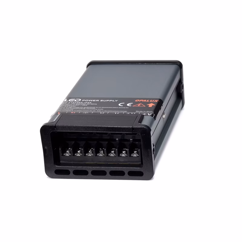 Fuente Switching Vertical de 12V 20A IP65 AL+PC Opalux OP-F12V20A-IP65___01 Fuente Switching Vertical 12V 20A IP65 Opalux OP-F12V20A-IP65 | Resistente al Agua y Polvo