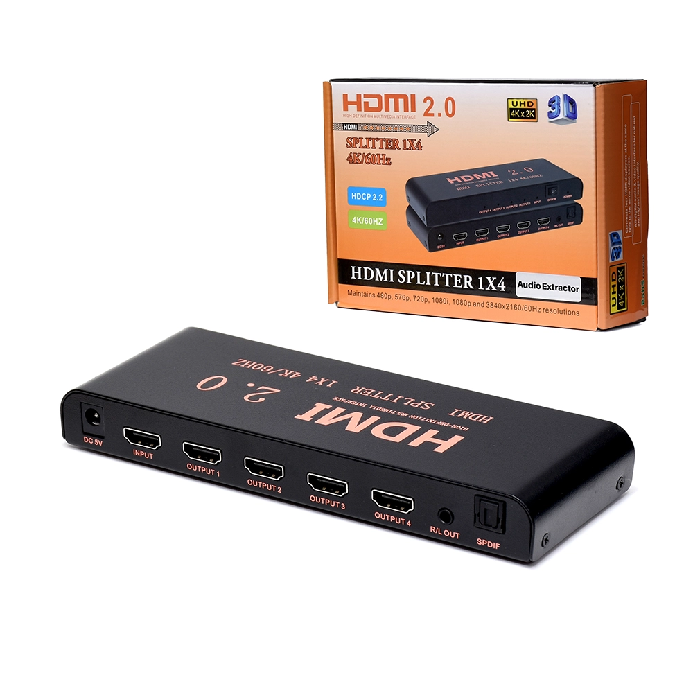 Splitter HDMI 1x4 4K con Extractor de Audio SM-F7847