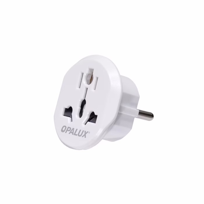 Adaptador Schuko a Toma Universal Opalux OP  BL Conexión Global en Tu Hogar Adaptador Schuko Adaptador Viajero con enchufe Inglés