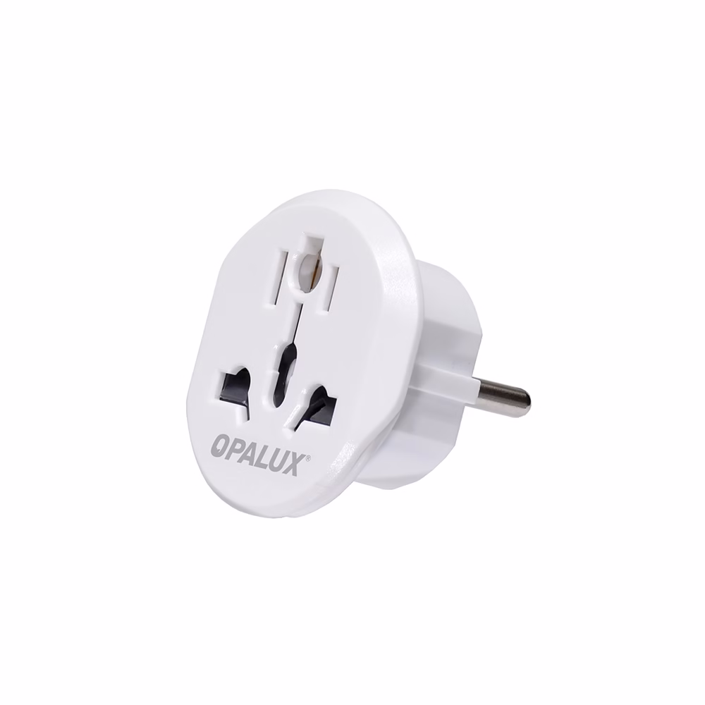 Adaptador Schuko a Toma Universal Opalux OP  BL Conexión Global en Tu Hogar Adaptador Schuko Adaptador Viajero con enchufe Inglés