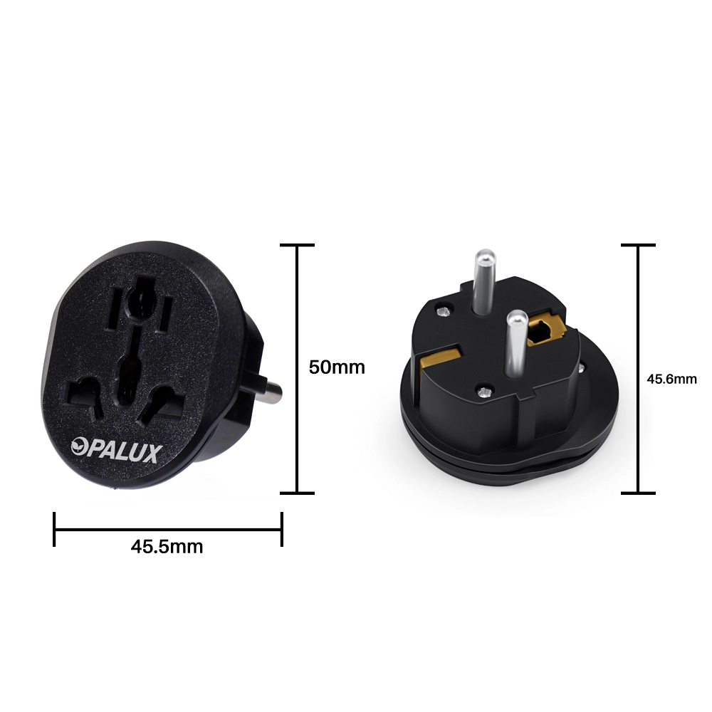 Adaptador Universal para Toma Corriente Schuko | Opalux OP-605-2NG, Adaptador Schuko con Toma Universal, Adaptador Viajero