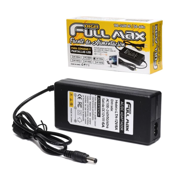 Adaptador de 12V 6A High Full Max LTH-12V6A(HFM), Adaptador de Voltaje 12V 6A, Transformador 12V6A