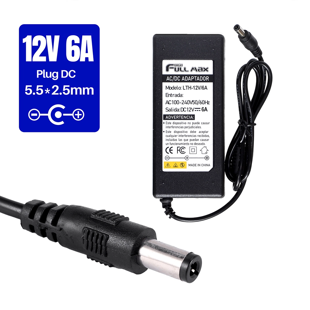 Adaptador de 12V 6A High Full Max LTH-12V6A(HFM), Adaptador de Voltaje 12V 6A, Transformador 12V6A