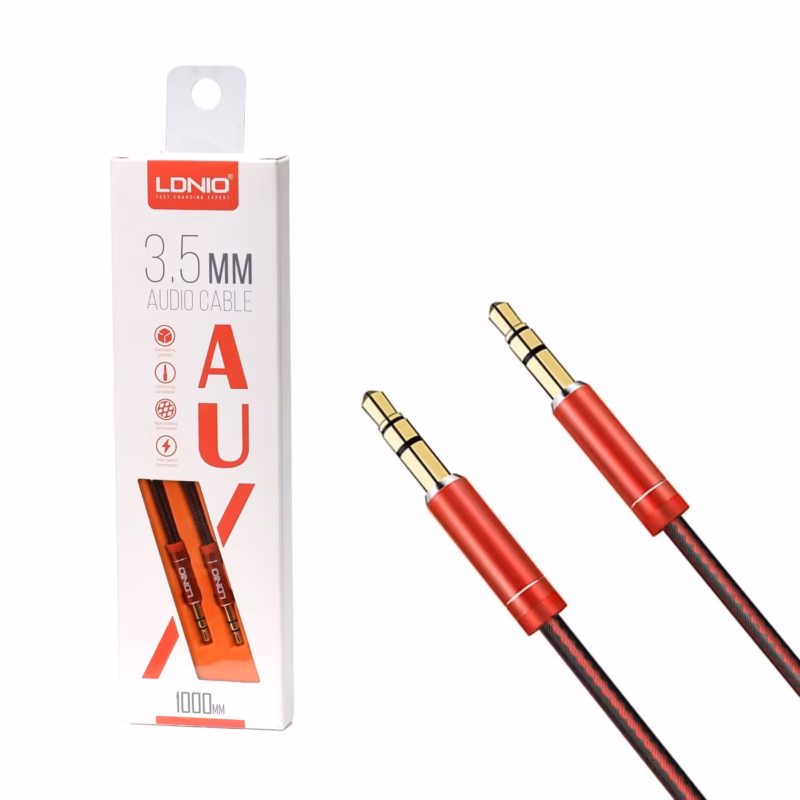 Cable Auxiliar LDNIO LS Y de  Metro | Conector Gold | MiniPlug mm