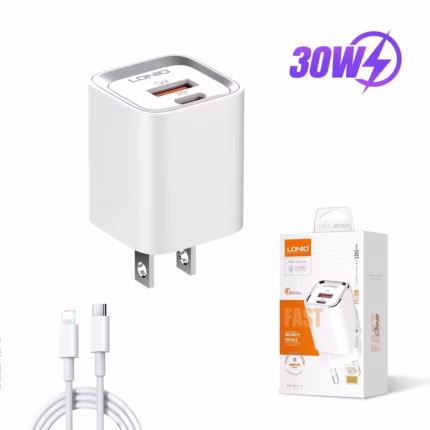 Cargador Rápido de W | QC | Incluye Cable USB C a Lightning |  Metro | LDNIO AC La Carga Rápida que Tus Dispositivos Merecen