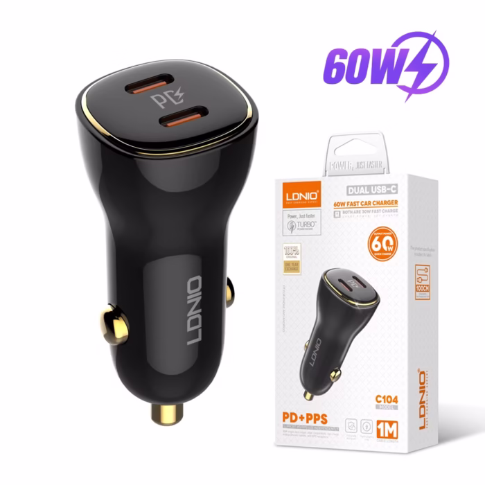 LDNIO C | W | PDPPS | Cargador USB C Dual para Auto o Camión La Carga Rápida que Necesitas en tu Vehículo
