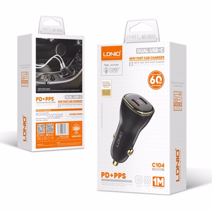 LDNIO C | W | PDPPS | Cargador USB C Dual para Auto o Camión La Carga Rápida que Necesitas en tu Vehículo