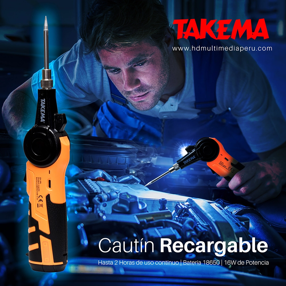 Cautín Recargable Takema ZD-20L | 16W | 450° C | Portátil: Libertad Inalámbrica para tus Soldaduras