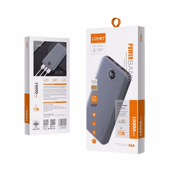 LDNIO PQ | Power Bank mAh | Ultra Delgado Potencia Portátil en un Diseño Elegante para tus viajes