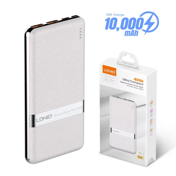 LDNIO PQ1020 | PowerBank de 10,000mAh 15W | Carga Rápida: Tu Compañero de Viaje para Carga Confiable