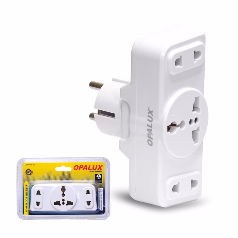 Adaptador Schuko con Toma Triple Opalux OP  K | Multiplica tus Tomas de Corriente
