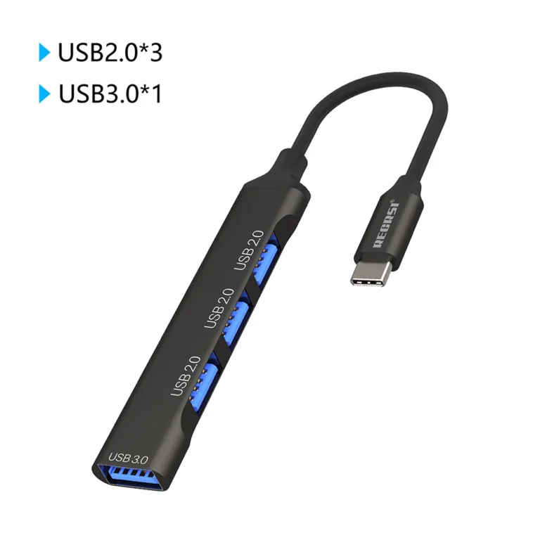 Hub USB-C RECRSI CK02 | 3 Puertos USB 2.0 | 1 Puerto USB 3.0: La Solución Perfecta para Ampliar tus Puertos USB