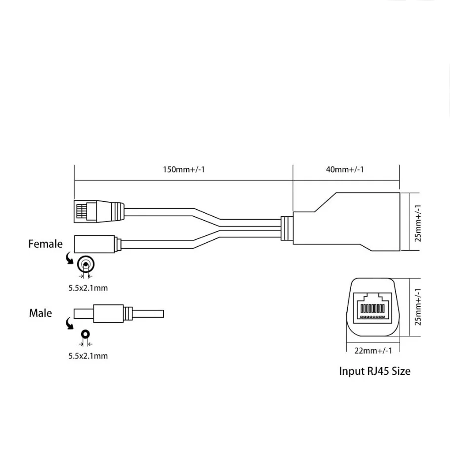 Cable Adaptador PoE Pasivo Ethernet RJ45 | ADP-P201