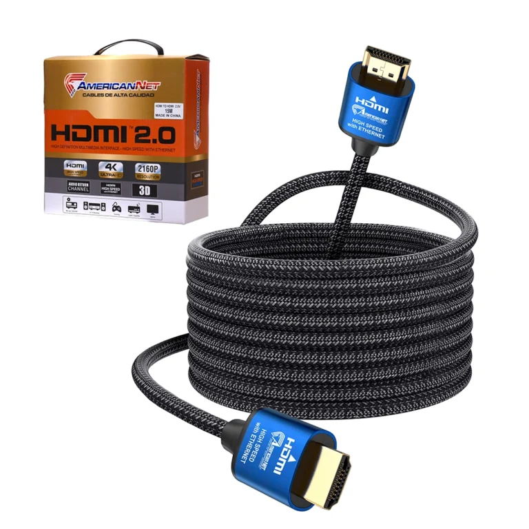 Cable HDMI 15 Metros 4K American NET GP-090-15M | V2.0 | Amplificado | 4K Ultra HD | 2160p | High Speed | Audio Return: Conexión de Alta Definición sin Límites, Cabeza Azul
