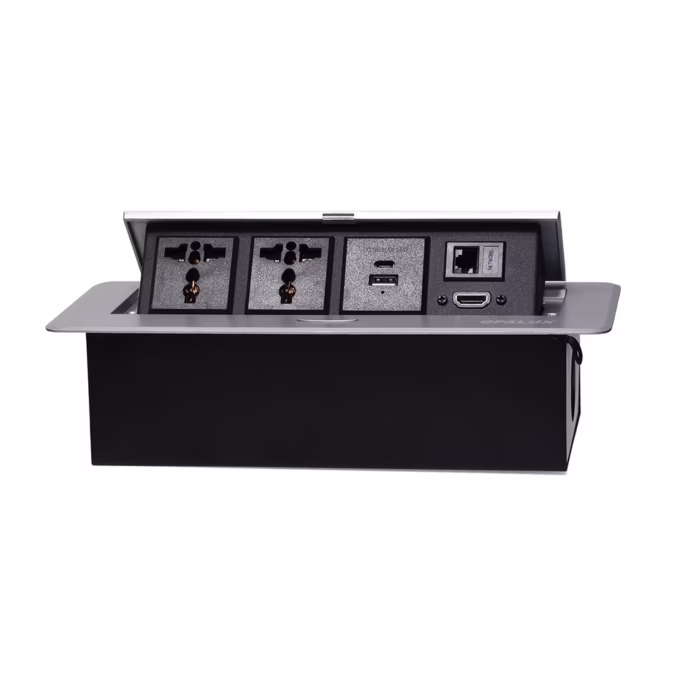 TomaCorriente para Escritorio Opalux OP UTSDG | HDMI | RJ Cat |  Toma Universal Conectividad y Orden en tu Espacio de Trabajo